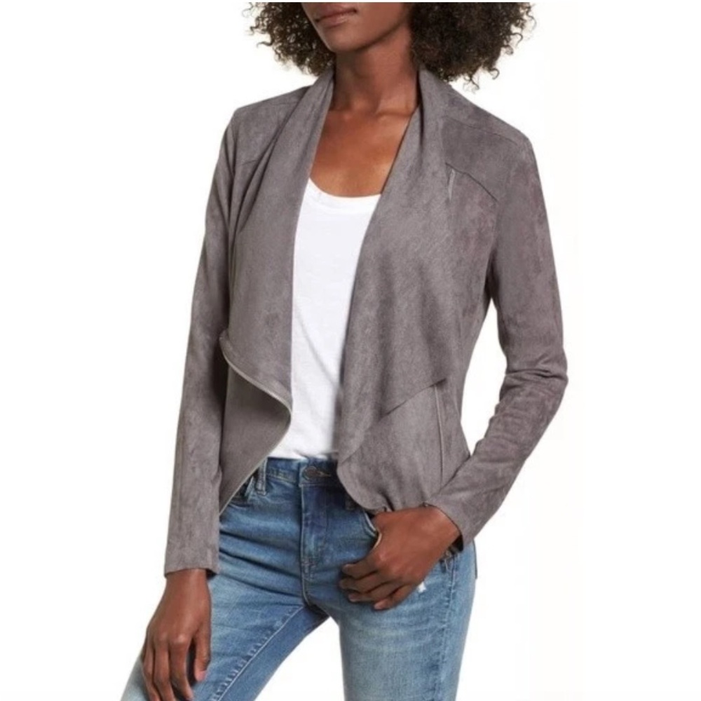ROMEO & JULIETTE Couture Gray Suede Open Front Drape M Jacket NWT